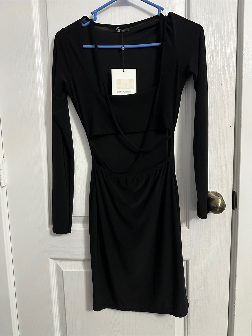 Missguided Black Long Sleeve Cutout Bodycon Dress